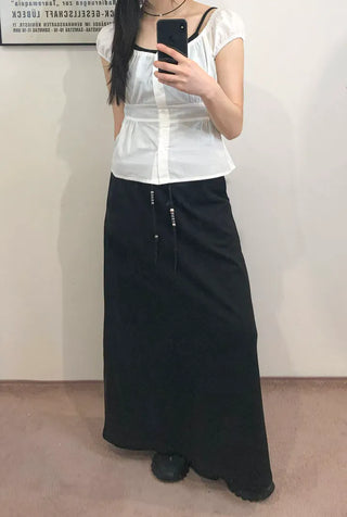 Beaded Banding Maxi Long Skirt