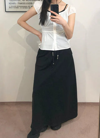 Beaded Banding Maxi Long Skirt