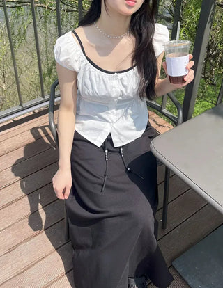 Beaded Banding Maxi Long Skirt