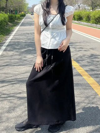 Beaded Banding Maxi Long Skirt