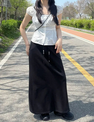 Beaded Banding Maxi Long Skirt