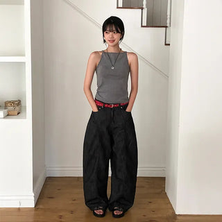 Over Pintuck Non-Fade Balloon Jeans
