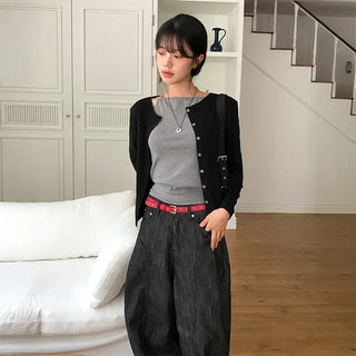 Over Pintuck Non-Fade Balloon Jeans