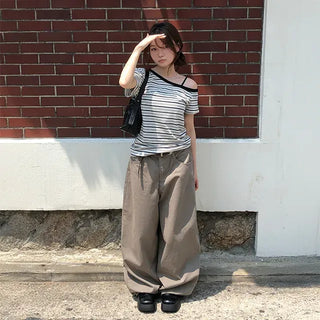 Back Pocket Button Mega Wide Balloon Pants