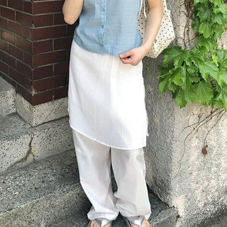 Cut-out Layered Skirt Elastic Pants