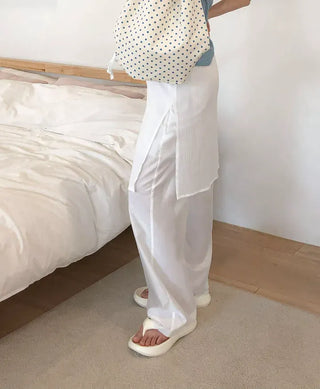 Cut-out Layered Skirt Elastic Pants