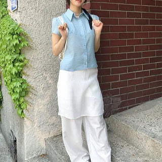 Cut-out Layered Skirt Elastic Pants