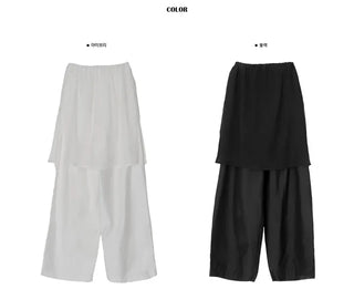 Cut-out Layered Skirt Elastic Pants