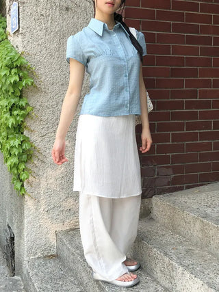 Cut-out Layered Skirt Elastic Pants