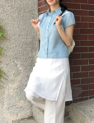 Cut-out Layered Skirt Elastic Pants
