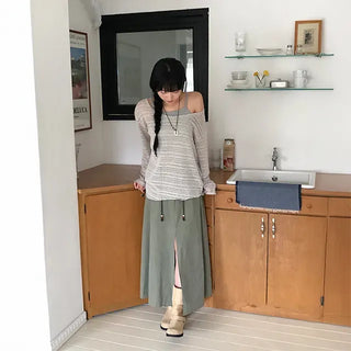 Piggy Slit Long Skirt