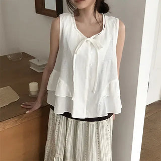 Jacquard Frill Shirring Blouse
