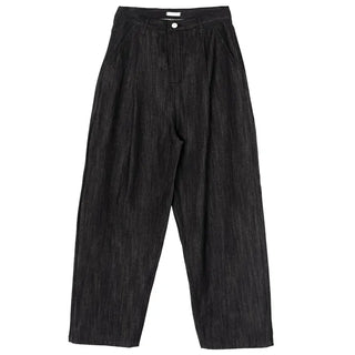 Pintuck Long Wide Raw Denim Pants