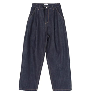 Pintuck Long Wide Raw Denim Pants