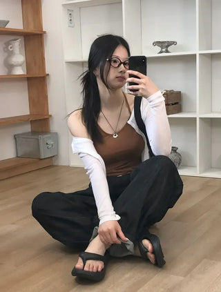 Pintuck Long Wide Raw Denim Pants