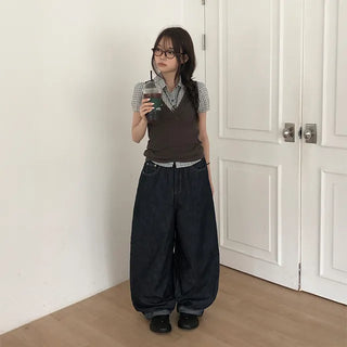 Non-fade back pocket balloon jeans