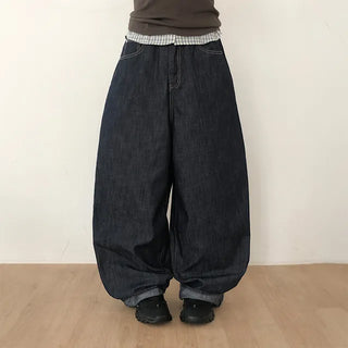 Non-fade back pocket balloon jeans