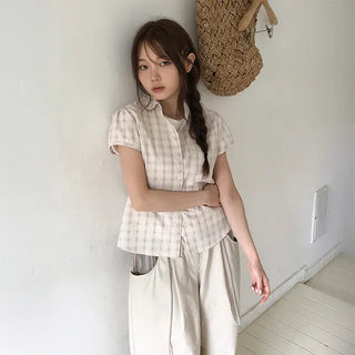 Popcorn Half Sleeve Blouse