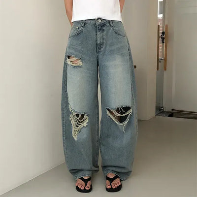 Rough Damage Wide Jeans