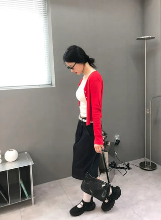 Pintuck Bermuda Raw Denim Pants