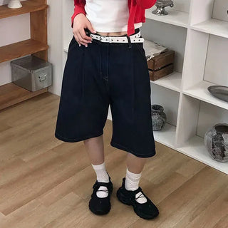 Pintuck Bermuda Raw Denim Pants