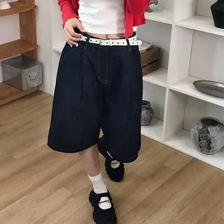 Pintuck Bermuda Raw Denim Pants
