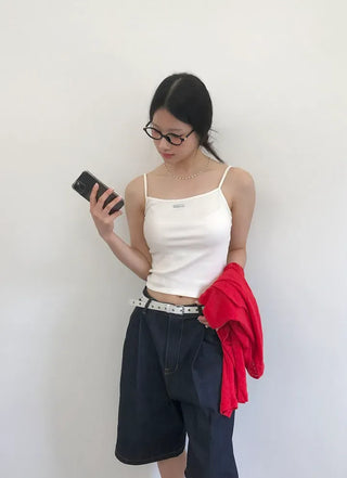 Pintuck Bermuda Raw Denim Pants