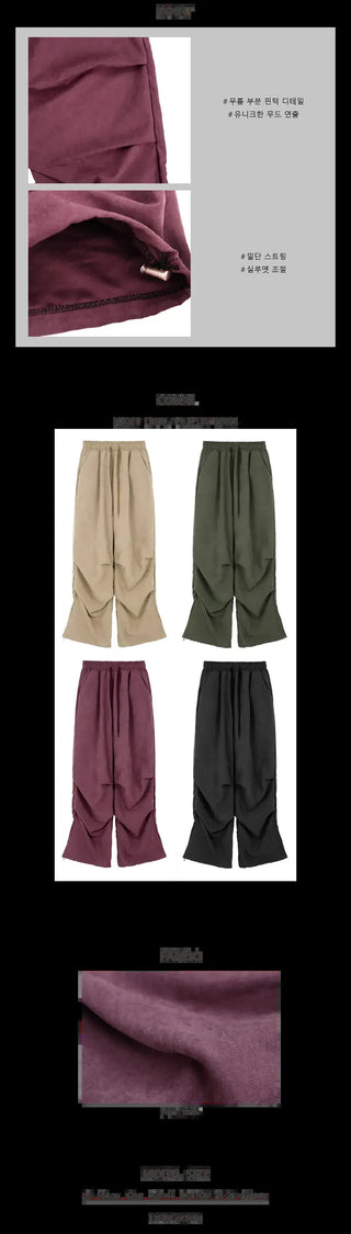 Washed Pintuck Wide Pants