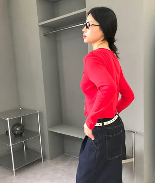 Daily Punched Diamond Round Cardigan