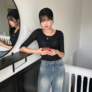 Basic Round Middle Sleeve Tee