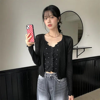 Dot Slip Cardigan Set