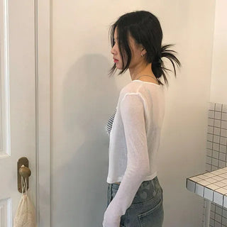 Summer Tencel Crop Round Cardigan