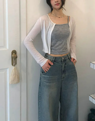 Summer Tencel Crop Round Cardigan