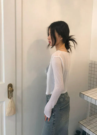 Summer Tencel Crop Round Cardigan