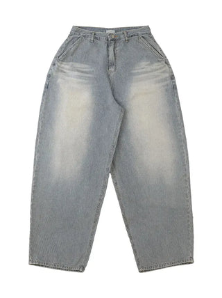 Striped Retro Vintage Denim Balloon Wide Pants