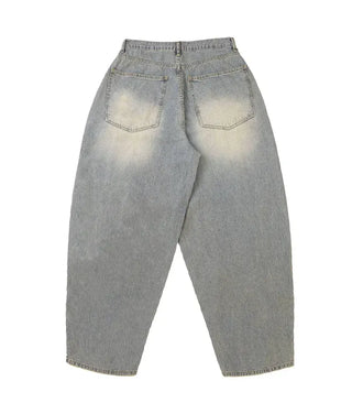Striped Retro Vintage Denim Balloon Wide Pants