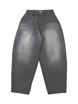 Striped Retro Vintage Denim Balloon Wide Pants