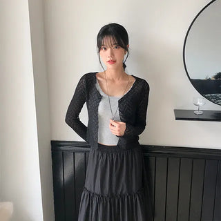 Rolling See-through Cardigan
