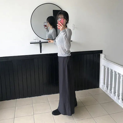 Striped Pin Maxi Long Skirt