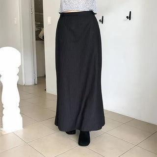 Striped Pin Maxi Long Skirt
