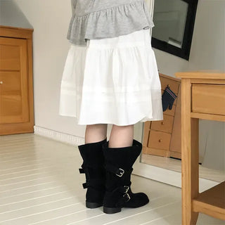 Buckle Suede Western Boots
