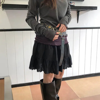 Tiered Lace Mini Skirt