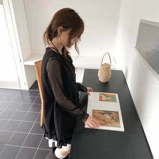 Layered Dot See-through Long Sleeve