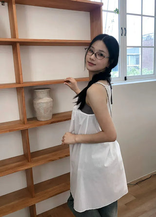 Frill Shirred Layered Midi Sleeveless Dress