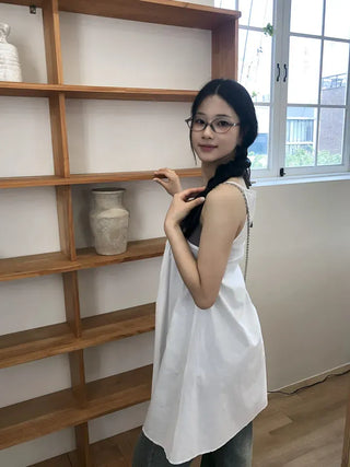 Frill Shirred Layered Midi Sleeveless Dress