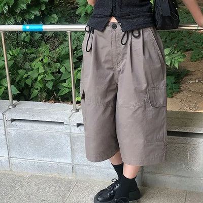 String Pintuck Bermuda Cargo Pants