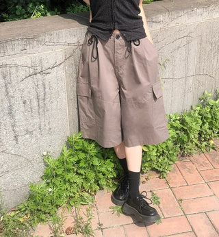 String Pintuck Bermuda Cargo Pants