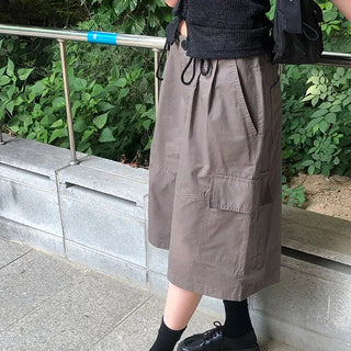 String Pintuck Bermuda Cargo Pants