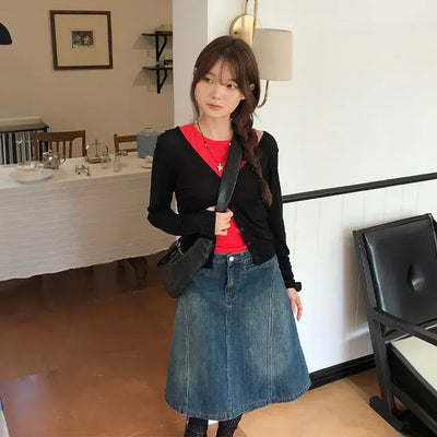 Tencel V-neck Loose See-through Cardigan
