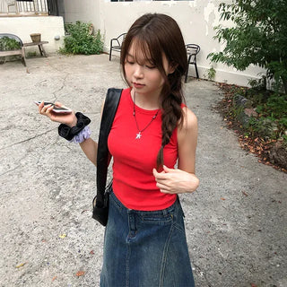 Vivid Ribbed Mango Sleeveless